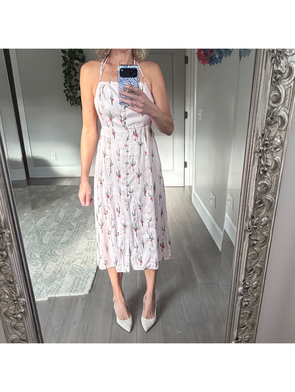 Dolce Vita Pink Cactus Print Halter Midi Dress Size S